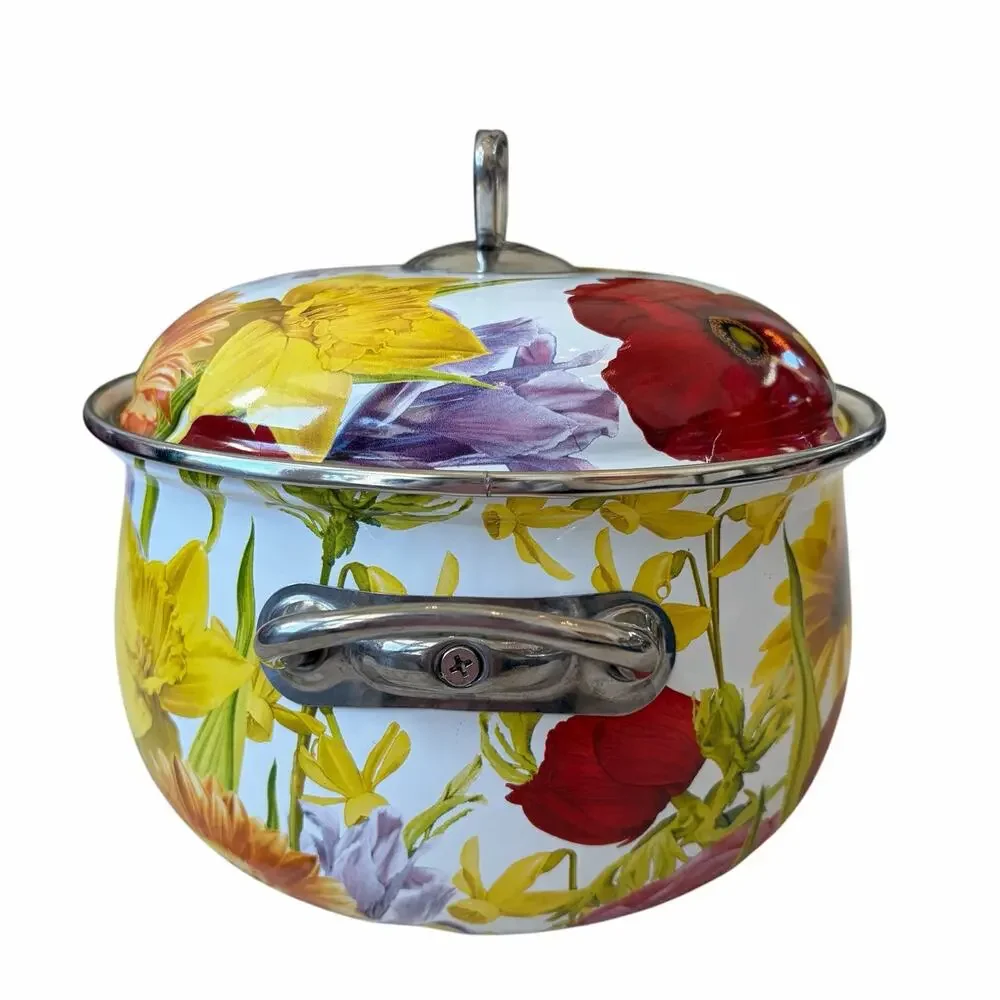 The Pioneer Woman Dutch Oven Floral Enameled Steel 4 QT Stock Pot w/ Lid Retired